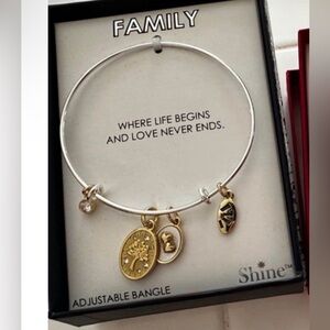Family Charm Adjustable Bangle with box